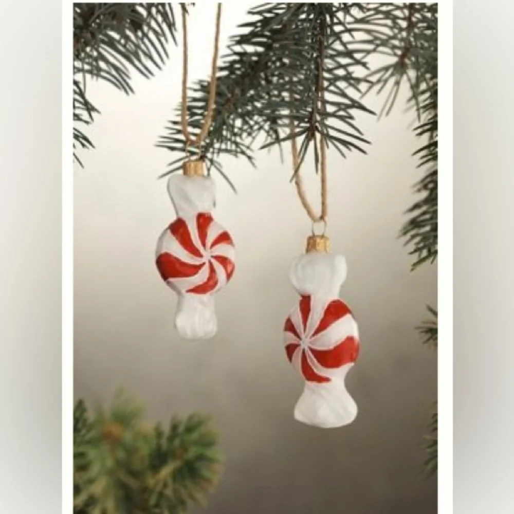 Anthropologie Peppermint Candy Red and White Ornaments - Picture 6 of 6